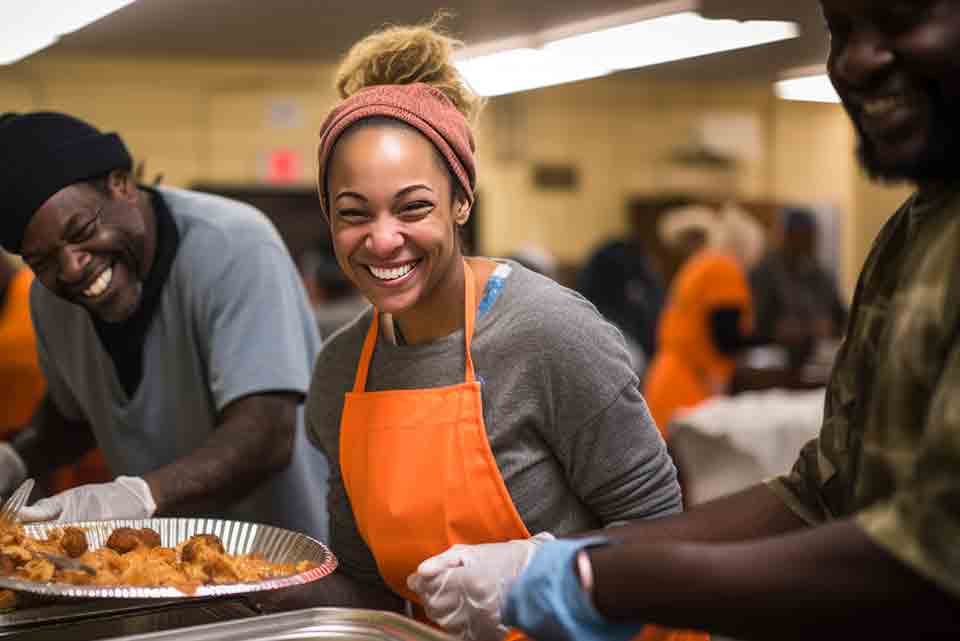 Employés servant des repas